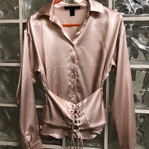 Forever 21 Long Sleeve Corset Detail Blouse